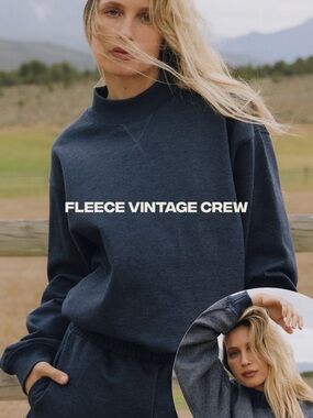Daily Drills Fleece Vintage Crew in Denim